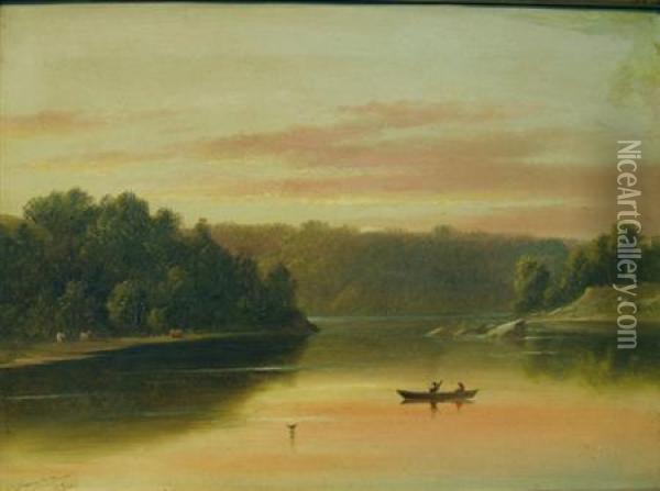 River Landscape Oil Painting - Charles Lanman