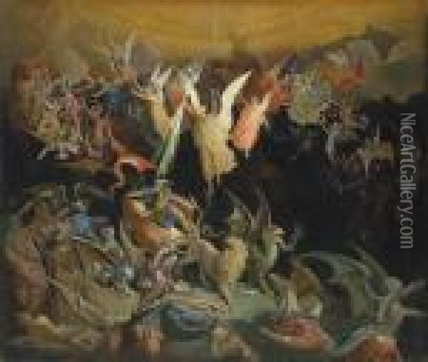 The Fall Of The Rebel Angels Oil Painting - Gustave Dore