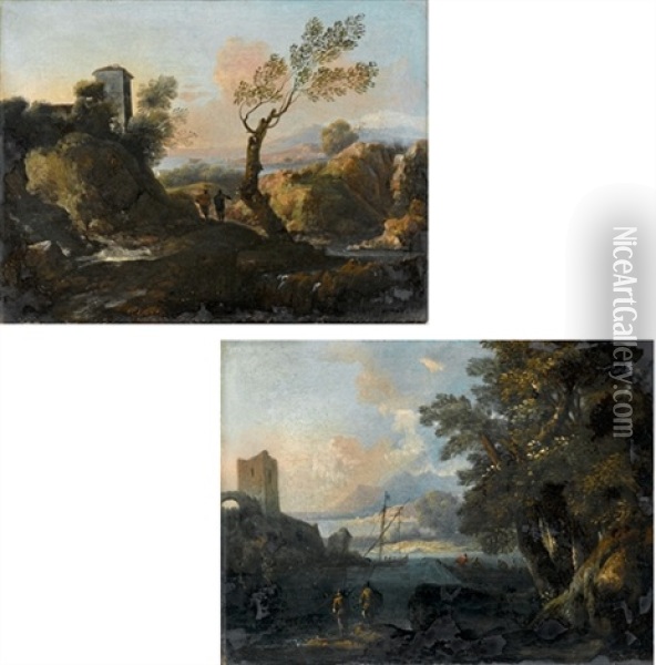 Paesaggio (+ Marina; 2 Works) Oil Painting - Alessio De Marchis