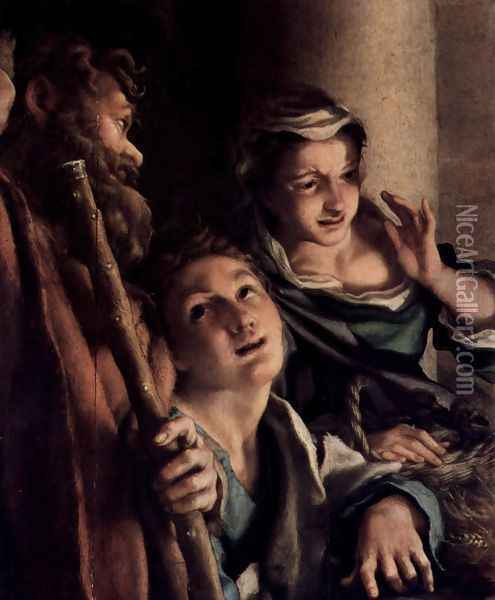 Adoration of the Shepherds (The Night), detail, shepherds Oil Painting - Antonio Allegri da Correggio