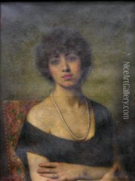 Femme Au Collier Des Perles Oil Painting - Alexei Alexeivich Harlamoff