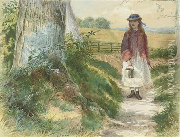 The Little Milkmaid Oil Painting - George Goodwin Kilburne