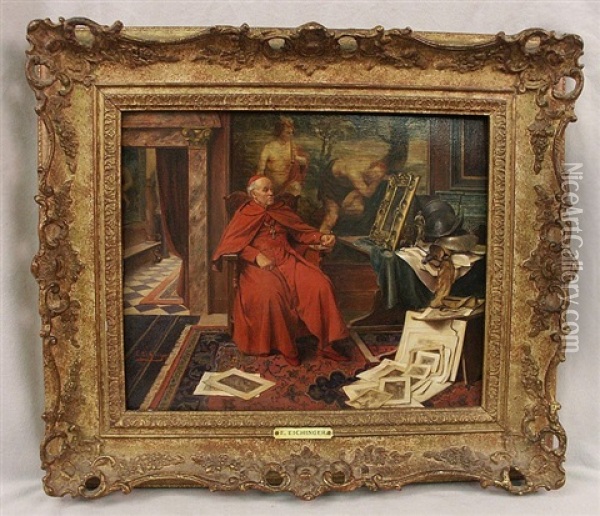 Seated Cardinal Admiring A Painting Oil Painting - Erwin Eichinger