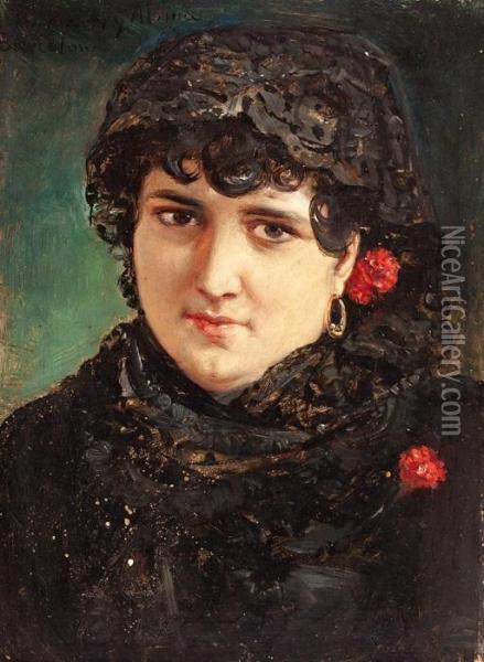Retrato De Una Joven Oil Painting - Ramon Marti Y Alsina
