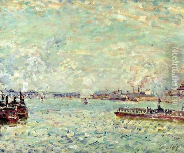 The Seine at Point du Jour Oil Painting - Alfred Sisley