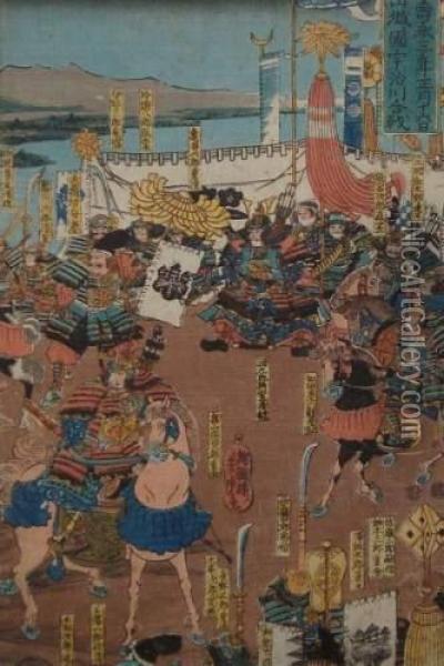 Bataille D'ujigawa Oil Painting - Utagawa Yoshitora