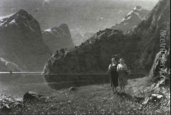 Fruhlingstag An Einem Norwegischen Fjord Oil Painting - Hans Dahl