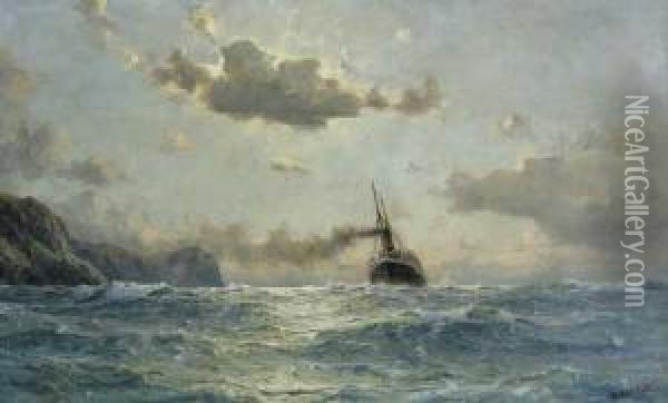 Dampfschiff Vor Felskuste Oil Painting - Henry Enfield