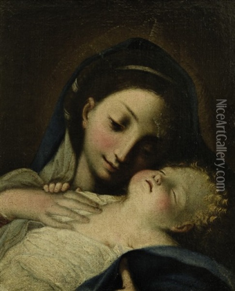 Maria Mit Kind Oil Painting - Giovanni Battista Salvi (Il Sassoferrato)