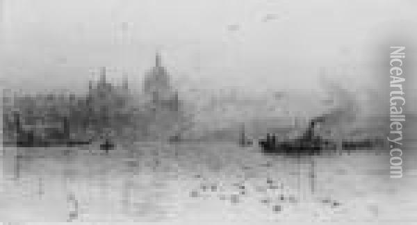 St. Paul's Cathedral From The Thames Oil Painting - William Lionel Wyllie