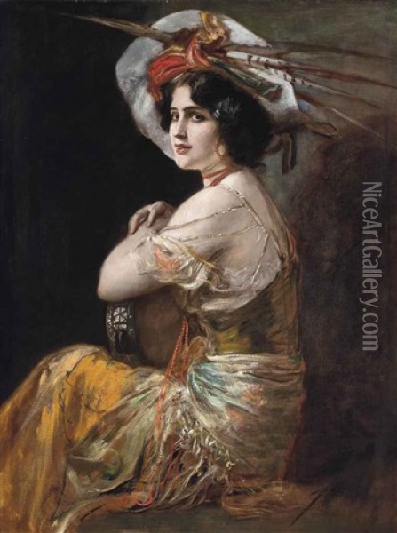 The Tambourine Girl Oil Painting - Friedrich August von Kaulbach