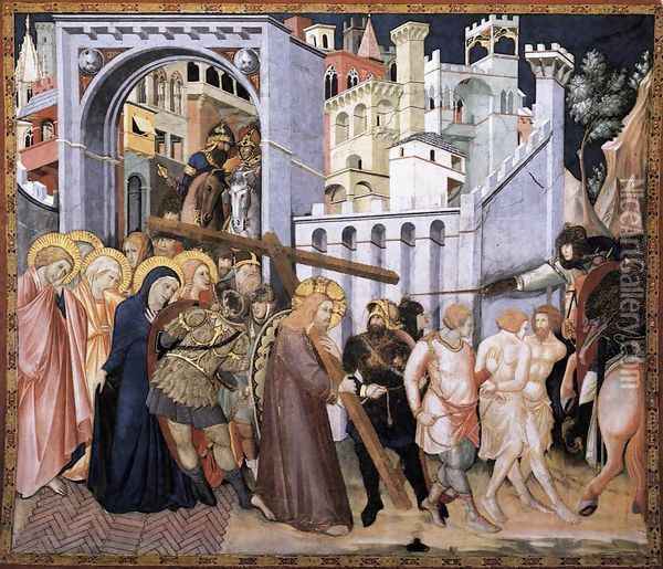 The Road to Calvary c. 1320 Oil Painting - Pietro Lorenzetti