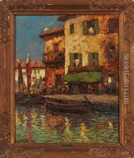 La Trattoria Pres De Venise Oil Painting - Charles Henri Gaston Dagnac-Riviere