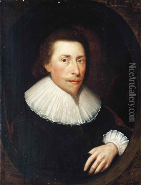 Portrait Of A Gentleman, In A Black Coat And White Ruff Oil Painting - Jonson van Ceulen