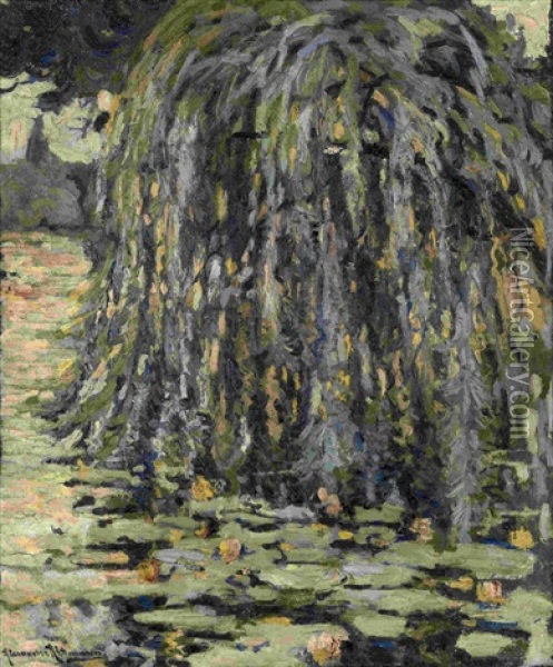 Tree Over The Pond Oil Painting - Alexandre Altmann
