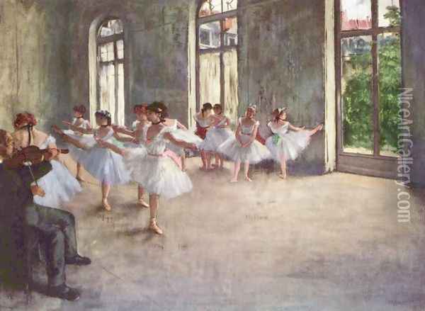 Ballet Rehearsal, 1873 Oil Painting - Edgar Degas