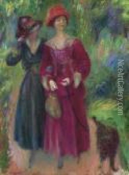A Stroll In The Park Oil Painting - William Glackens