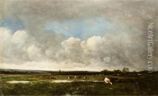 A Herd Of Cattle In Pasture Oil Painting - Leon Victor Dupre