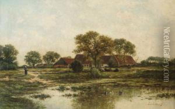 Weids Landschap Met Personage Oil Painting - Johan Nicolaas Van Lokhorst