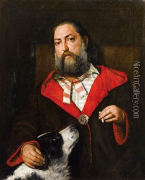 Portrait De L'ecrivain Gustave Aimard Oil Painting - Eduard Hippolyte Margottet