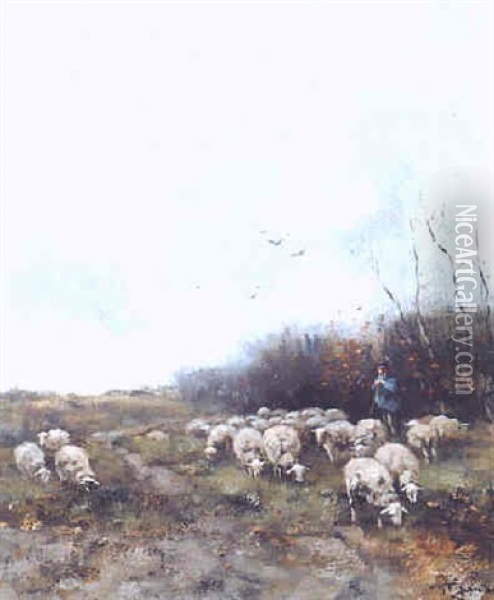 Watching The Flock Oil Painting - Willem George Frederik Jansen