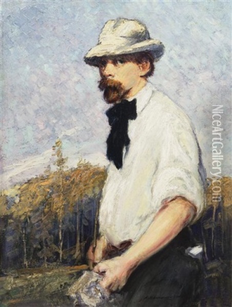 Self-portrait Oil Painting - August Frederick Lundberg
