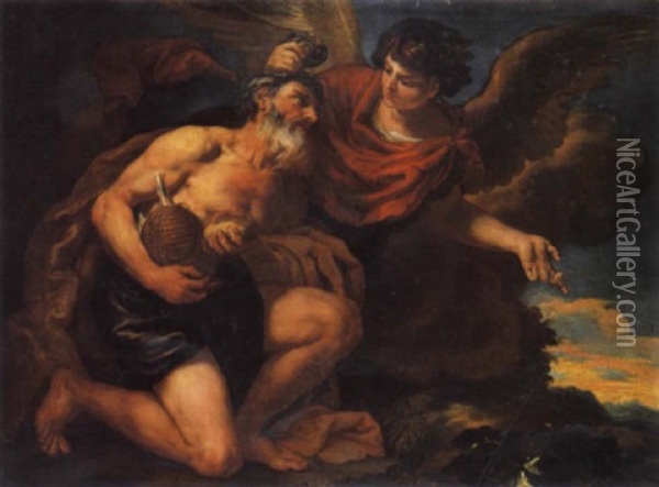Elia Nutrito Dall' Angelo Oil Painting - Johann Carl Loth