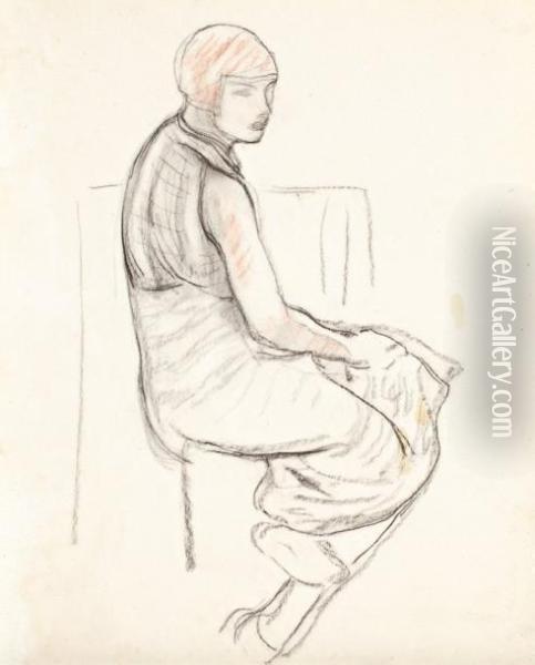 Femme Assise Oil Painting - Leopold Gottlieb