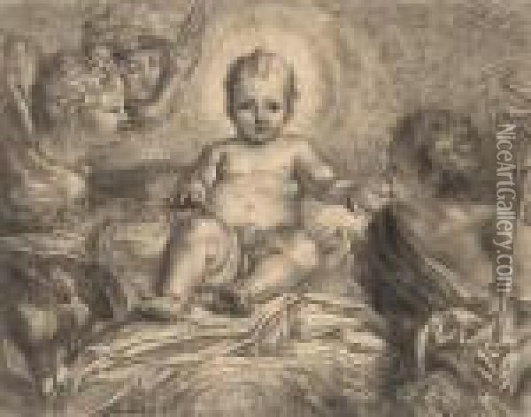 Infant Jesus Oil Painting - Carlo Maratta or Maratti