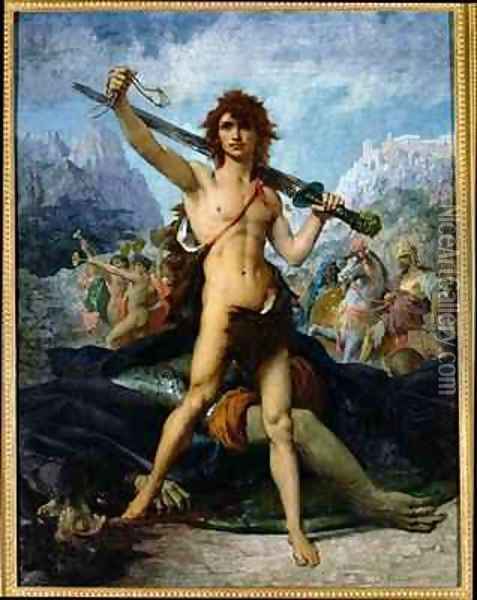 David Triumphant Oil Painting - Jules-Elie Delaunay