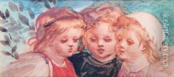 Study Of Three Children Oil Painting - Louisa Anne, Marchioness of Waterford