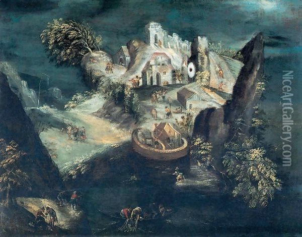 Anthropomorphic Landscape Oil Painting - Matthaus the Elder Merian
