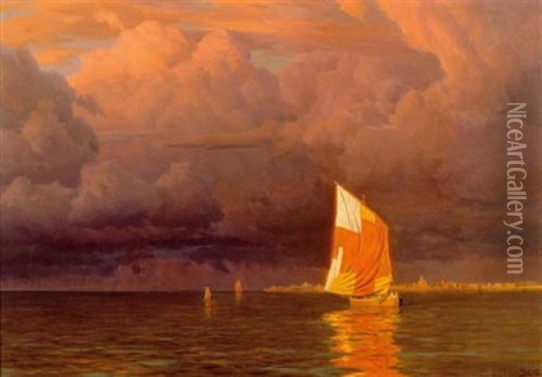 Blick Vom Meer Auf St. Petersburg; Am Abend Oil Painting - Ivan Fedorovich Choultse