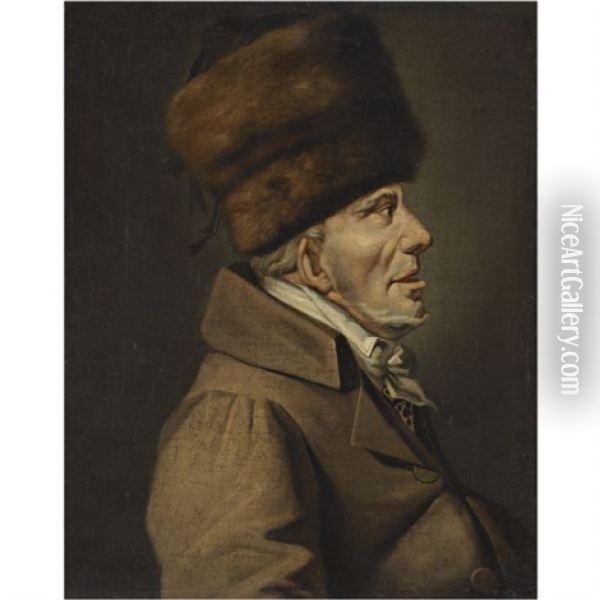 Portrait Of A Man In A Fur Hat Oil Painting - Karl von Hampeln