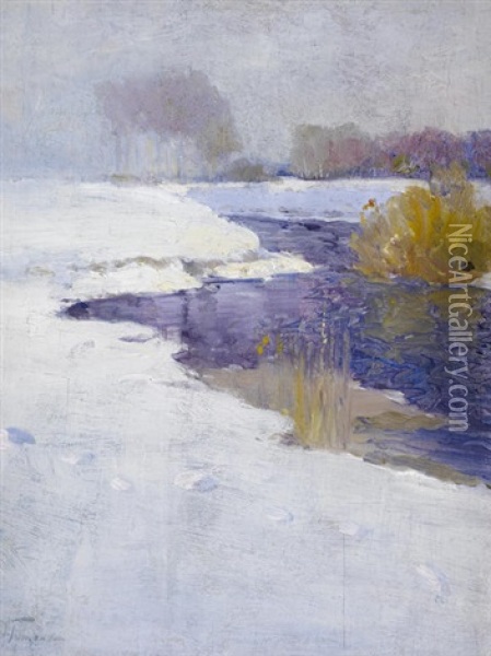 The Colors Of Winter Oil Painting - Alexei Vasilievitch Hanzen