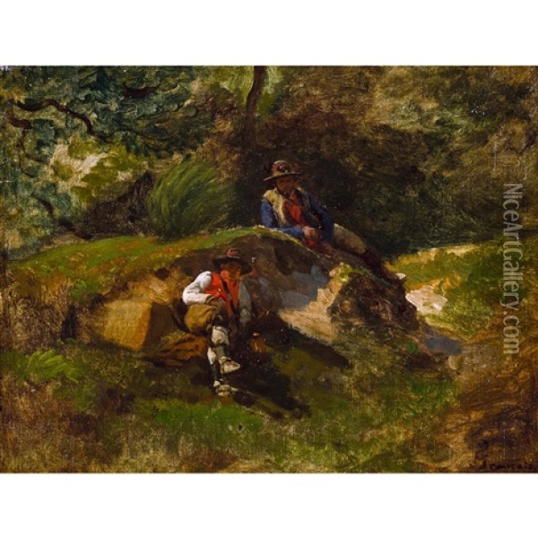 Pifferari Dans Un Paysage Oil Painting - Francois Louis Francais