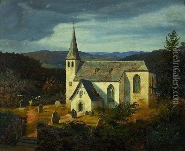 Einsame Kirche Im Bergischen Oil Painting - Peter Heinrich Happel