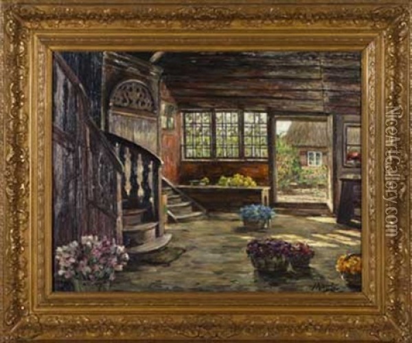 Fruhlingstag In Der Eingangshalle Eines Gutshofes Oil Painting - Jacob Alberts