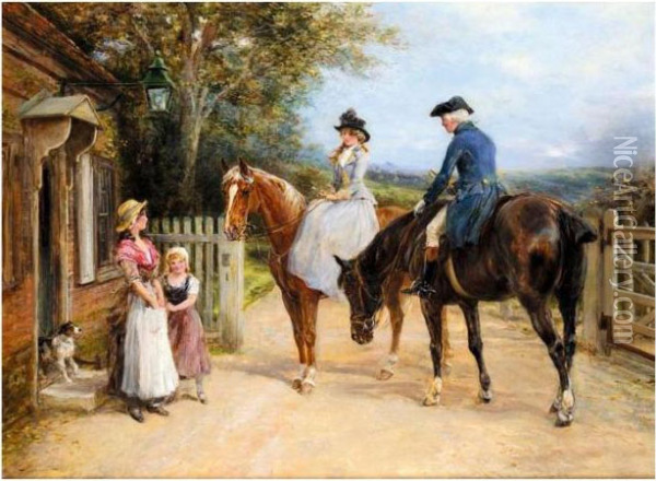 A Visit Before The Ride Oil Painting - Heywood Hardy