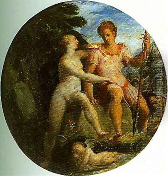 Venus and Adonis Oil Painting - Girolamo Del Crocifissaio (see Macchietti)