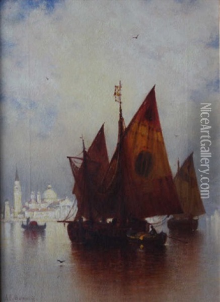 Voiliers Devant San Giorgio A Venise Oil Painting - Andrew Fisher Bunner