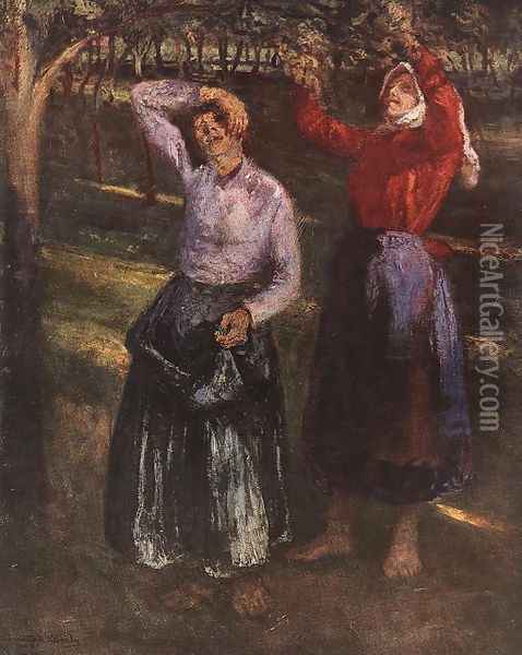 Picking Plums 1901 Oil Painting - Karoly Kernstok