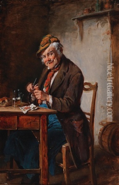 A Good Snack Oil Painting - Hermann Kern