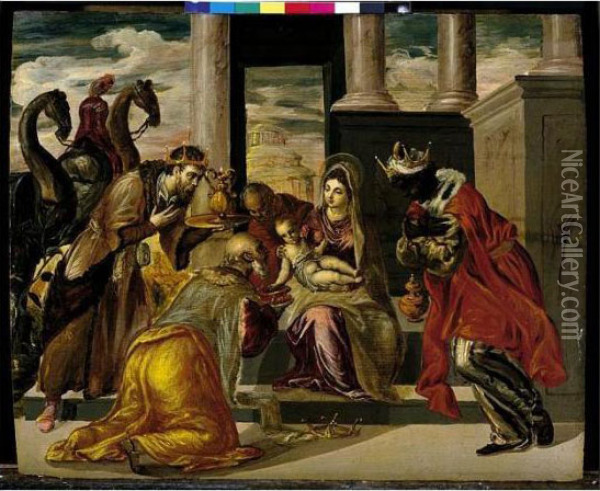 The Adoration Of The Magi Oil Painting - El Greco (Domenikos Theotokopoulos)