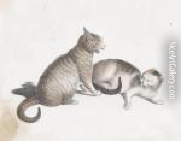 Zwei Katzen Oil Painting - Gottfried Mind