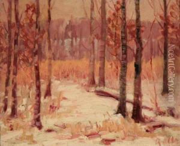 Winter Forest Oil Painting - August H.O. Rolle
