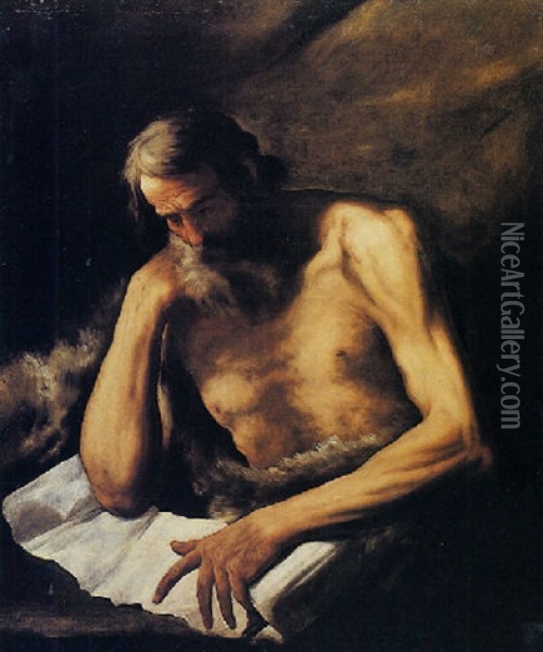 Santo Eremita In Lettura Oil Painting - Cesare Fracanzano