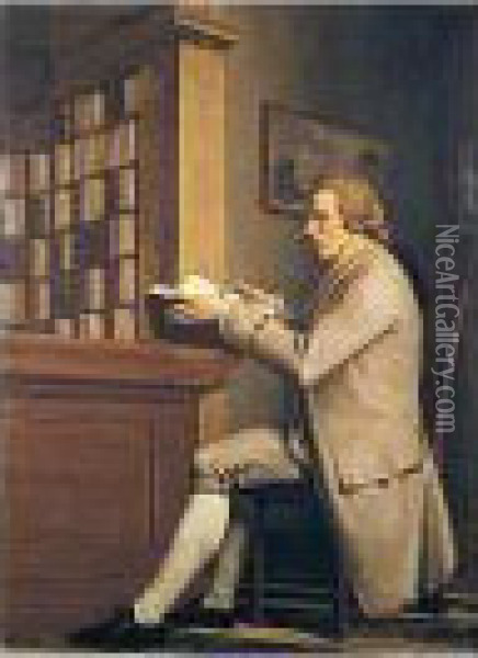 Portrait Of A Gentleman, Said To Be Sir William Hamilton (1730-1803) Oil Painting - Hugh Douglas Hamilton