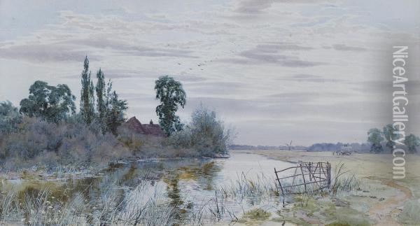 By The River, Cardington Oil Painting - Robert Winter Fraser