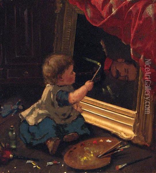 The Aspiring Artist Oil Painting - Gustav Bregenzer
